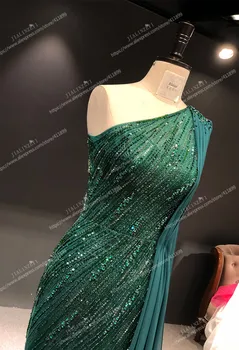 Reino nekilnojamojo Nuotraukų Vienos pečių žalia Karoliukai, Kristalų Undinė su šifono arabų vakaro suknelės ilgio