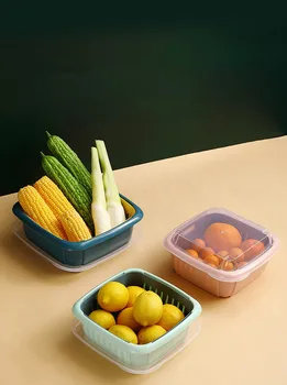 1PC Virtuvės Vaisių, Daržovių Nutekėjimo Uždaromos Laukelį Plastikinių Maisto produktų Laikymo Dėžės Šaldytuve Daržovių Konteineris Organizatorius Krepšelį XB 037