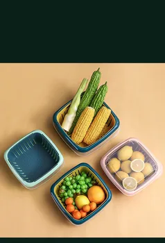 1PC Virtuvės Vaisių, Daržovių Nutekėjimo Uždaromos Laukelį Plastikinių Maisto produktų Laikymo Dėžės Šaldytuve Daržovių Konteineris Organizatorius Krepšelį XB 037
