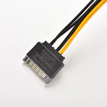 20cm Ilgis SATA 15 Pin Male su ATX 6 Pin PCI-Express PCI-E vaizdo plokštė Maitinimo Adapterio Kabelį Prijunkite Laidas Konverteris 1PC