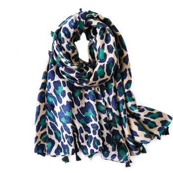 Rudenį, Žiemą Leopard Dot Kutas Viskozė Skara Skara Moterų Spausdinti Neckerchief Prabangos Prekės Foulards Musulmonišką Hidžabą Sjaal