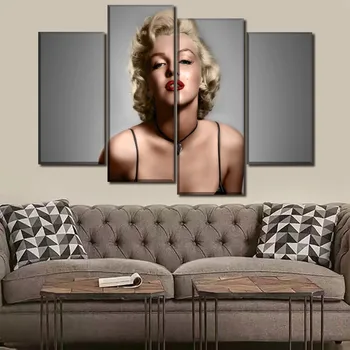 4 Gabalas/1 Vnt Marilyn Monroe Meno Plakatas Drobės Tapybos HD Spausdinti Sienos Meno Modulinės Nuotrauką Kambarį Namų Dekoro Sistema