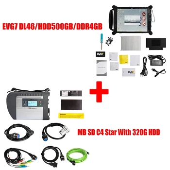 12/2019 MB Star C4 SD Prisijungti Kompaktiškas Diagnostika su EVG7 Tablet Diagnostikos Valdytojas Tablet PC su WIFI, Automobilių ir Sunkvežimių
