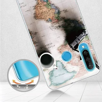 Pasaulio Žemėlapyje Kelionės Nuotykių Huawei Honor Mate 10 20 Nova P20 30 P40 P Smart Minkštos TPU Crystal Slim Apsaugos Aiškiai