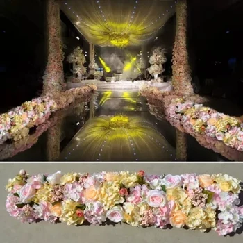 Vestuvių Pavillion Gėlės juostelėmis aikštėje baldakimu puošyba Vestuvių Dekoravimas 4M x 24cm gėlių runner eilėje dekoras