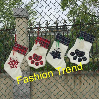 200pcs/aikštelė, nemokamas pristatymas monograma sherpa Kalėdų kojinę atostogų pet aksesuaras leteną kojinės dovanų maišeliai didmeninė