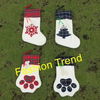 200pcs/aikštelė, nemokamas pristatymas monograma sherpa Kalėdų kojinę atostogų pet aksesuaras leteną kojinės dovanų maišeliai didmeninė