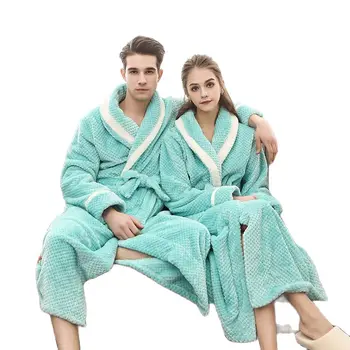 Rudenį, žiemą naujas aksominė serija pratęsta storio flanelė pora Pižamą chalatas moterų negabaritinių pižama sleepwear rūbeliai