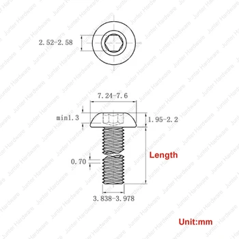 100vnt/daug M4(4mm) A2 Nerūdijančio Plieno Šešiakampis Lizdo Mygtuką Galvos Varžtai ISO7380