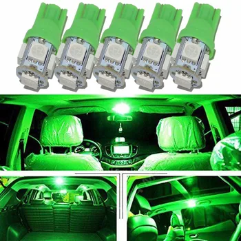 5vnt/daug Žalios T10 192 168 W5W 5050 5SMD LED Automobilio Salono Pleišto Lemputės