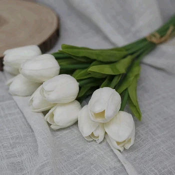 10vnt Valgomasis stalas Decoraiton Modeliavimas Tulip Gėlių Puokštė Ilgas Stiebas Dirbtinis Tulip Gėlių, Kambarinių Gėlių kompozicijų Rekvizitai