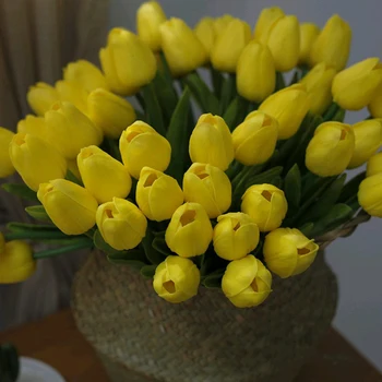 10vnt Valgomasis stalas Decoraiton Modeliavimas Tulip Gėlių Puokštė Ilgas Stiebas Dirbtinis Tulip Gėlių, Kambarinių Gėlių kompozicijų Rekvizitai