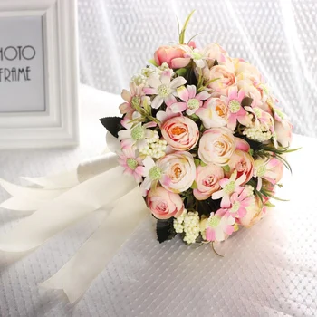 Karšto pardavimo Elegantiškas, Spalvingas Nuotaka Bridesmaid Rose Dirbtinis Rankose Laikydami Vestuvių Gėlės, Vestuvių Puokštės, skirtos Šalies Apdaila