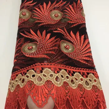 BEAUTIFICAL raudonos nėrinių audiniai puošnios nėrinių audinys, siuvinėjimo nėrinių audinio suknelės 5 metrų/vnt viršų šablonas pardavimo ML25N131