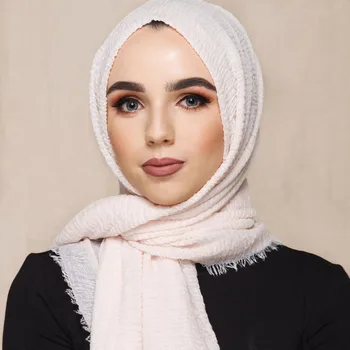 (50 vnt/daug) hotsale Didelis dydis burbulas viskozė paprastas musulmonų hijab raukšlių wrap skaros musulmonų šalikai/šalikas 71 spalva GBS414a