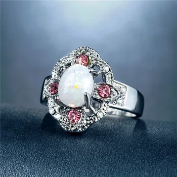 Visisap Dirbtinis Australija Opals Lady Žiedą Rožinės spalvos Cz Akmenys Didmeninė Žiedai Moterims Jubiliejų, Dovanų, bižuterijos B1379