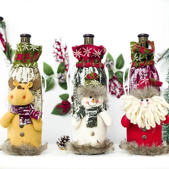 Kalėdų Papuošalų, Namų Virtuvė Vyno Butelio Dangtelį, Santa Claus Sniego Briedžių Lėlės Padengti Maišelį Kalėdos Šalies Stalo Apdailos