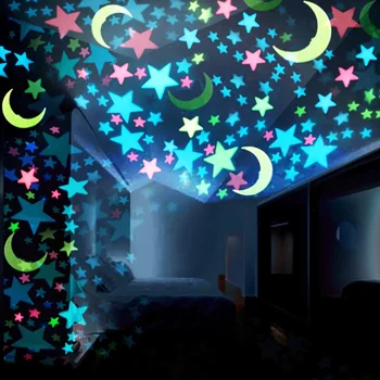 Šviesos Žvaigždė Sienų Lipdukai Mėnulis Miegamasis, Sofa-liuminescencinės, Vaikų Kambario kambarį Decal