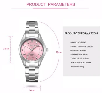 Mados CHENXI Prekės CX021B relogio Prabanga Moterų Atsitiktinis vandeniui Laikrodžiai moterų mados Suknelė kalnų krištolas Plieno Rankiniai laikrodžiai