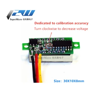 0.28 colių voltmetras galvos skaitmeninis DC skaitmeninės vamzdis ekranas trijų laidų DC0-100V baterija voltmeter