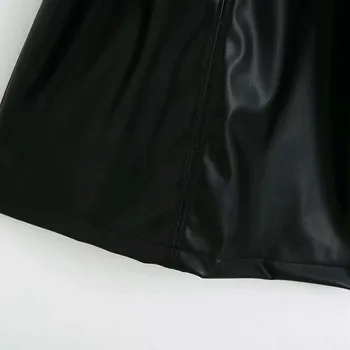 ZRN moterų 2020 m. mados Elegantiška Suknelė Su Diržo Imitacija Odos Vintage Suknelė be Rankovių O-kaklo Moterų Suknelės, Vestidos