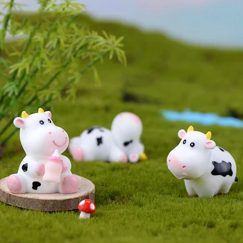 Micro Gyvūnų Kraštovaizdžio Modelio Mažai Statula Ornamentu Karvės Pieno Butelis Miniatiūrinės Figūrėlės Pieninių Galvijų Pasakų Sodas, Rankdarbiai