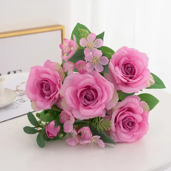 2020 Graži Rožė, Muilinių Dirbtinio Šilko Gėlės Mažų Puokštė Flores Namuose Šalis, Pavasarį Vestuvių Dekoravimas Netikrą Gėlių