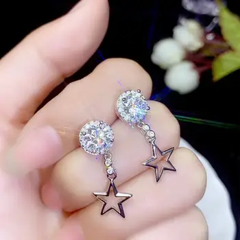 Išskirtinį šviečia moissanite perlas stud auskarai 925 sterlingas sidabro auskarai apvalios perlas shinny geriau nei deimantų dovanų penkių žvaigždučių