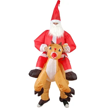 Suaugusiųjų Santa Claus Pripučiamas Kostiumas Cosplay Kalėdų Gyvūnų Anime Fancy Dress Žirgais Ant Elnių Oro Susprogdinti Karnavaliniai Kostiumai