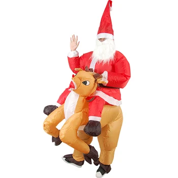 Suaugusiųjų Santa Claus Pripučiamas Kostiumas Cosplay Kalėdų Gyvūnų Anime Fancy Dress Žirgais Ant Elnių Oro Susprogdinti Karnavaliniai Kostiumai