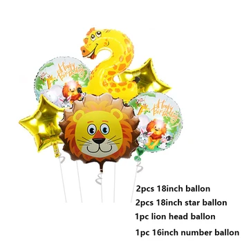 6Pcs Džiunglių Gyvūnų Liūtas Kolbų Vaikai Laimingi Gimtadienio Dekoracijas Folija Skaičius Balionų Šalis Dekoro Prekių Baby Shower Dovana