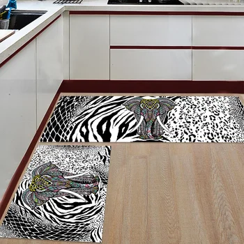 Gyvūnų Dramblys Mandala Modelis Zebra Tekstūros Spausdinti Virtuvės Kilimėlis Anti-slip Kilimų Słomianka Prieškambario Vonios Kilimėlis Kambarį