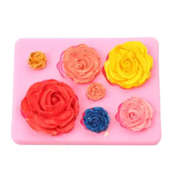 Nauja Kepimo Formą 3D Rožių Gėlių Silikono Minkštas Pelėsių Tortas Dekoro Šokolado, Konditerijos Kepimo Įrankiai Karšto