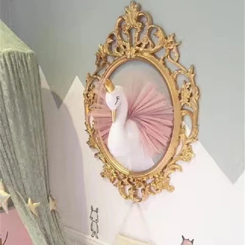 Mielas 3D Aukso Karūną Swan Sienos Menas Kabinti Mergina Swan Lėlės Įdaryti Žaislas Gyvūnų Galvos, Sienų Dekoras Vaikų Kambarį, Gimtadienio, Vestuvių Dovana