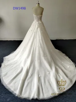 Naujas-Line nuotakos suknelę, Dramblio kaulo, brangioji iškirpte 3D gėlių nėrinių vestuvinė suknelė