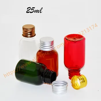 25ml gana spalvos PET mini/mėginių butelis su aliuminiu dangteliu,eterinis aliejus/skysčių/drėkintuvai/veido vandens bakas