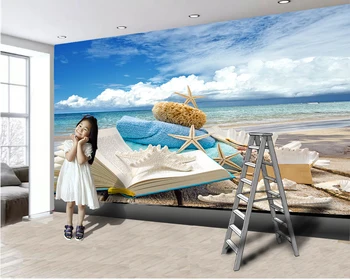 3d Tapetai sienos Romantiškas Kraštovaizdis 3d Tapetai, Freskos, Knygų, ant Gražaus Paplūdimio Gyvenimo Kambario, Miegamasis HD Tapetai