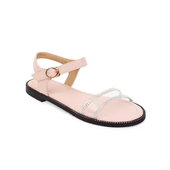 Smeeroon 2020 naujas mados plokšti batai moterims basutės sagtis skaidrus patogiai vasaros atsitiktinis ponios sandalai didelis dydis 43