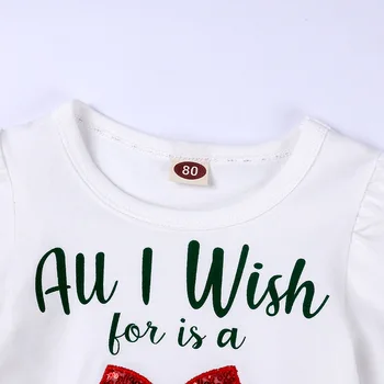 Kalėdų Mergaičių Kostiumas ilgomis Rankovėmis T-shirt + Akių Sijonas, Dviejų dalių Komplektas Bamblys Mergina Komplektai