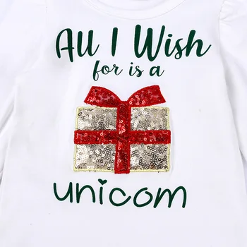 Kalėdų Mergaičių Kostiumas ilgomis Rankovėmis T-shirt + Akių Sijonas, Dviejų dalių Komplektas Bamblys Mergina Komplektai