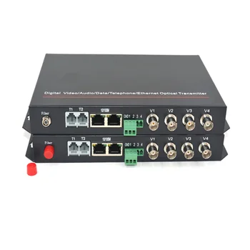 4CH Video/100Mbps Ethernet/RS232 duomenų per optinio Pluošto media konverteriai Siųstuvas ir Imtuvas - Singlemode optinio pluošto 20Km