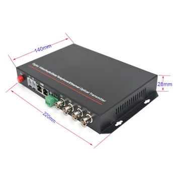 4CH Video/100Mbps Ethernet/RS232 duomenų per optinio Pluošto media konverteriai Siųstuvas ir Imtuvas - Singlemode optinio pluošto 20Km