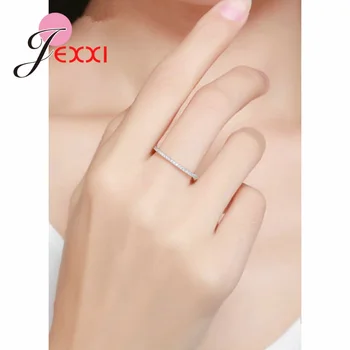 Didelis Skatinimo Korėjos Mados Dizaino Moterų Piršto Žiedai, 925 Sterlingas Sidabro Vestuviniai Žiedai Su Mažais Putojančio Krištolas Asfaltuoti