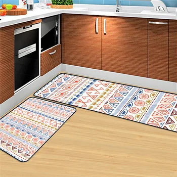 Mados raudona mėlyna balta abstrakčiai geometrinis modelis Virtuvės kilimėlis pliušinis durų kilimėlis vonios kambarys, neslidžia grindų kilimėlis miegamasis juostelės kilimas