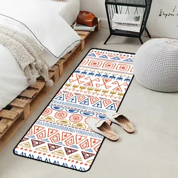 Mados raudona mėlyna balta abstrakčiai geometrinis modelis Virtuvės kilimėlis pliušinis durų kilimėlis vonios kambarys, neslidžia grindų kilimėlis miegamasis juostelės kilimas