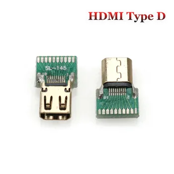 YuXi 2vnt/daug Auksą, Sidabrą, HDMI A Tipas / C Tipo / D Type Female Lizdas su PCB Lenta Lydmetalis Tipo mobiliųjų Telefonų Remontas