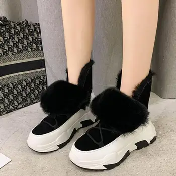 Moterų platforma sniego batai 2020 m. žiemos batai Plius kašmyras Mados studentas, Šiltas sportbačiai mergina Aukšto kulno trumpi batai