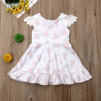 2019 Bamblys Vaikams Baby Girl Princesė Berankovis Suknelė Gėlių Nėrinių Tutu Vasaros Suknelės