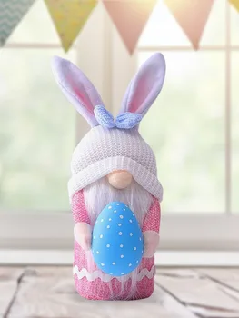 Easter Bunny Lėlės su Ilgai Skrybėlę Namų Stalo Apdailos dėvėti, atsparus minkštos ir šviesos ilgą tarnavimo laiką, mielas, gražus