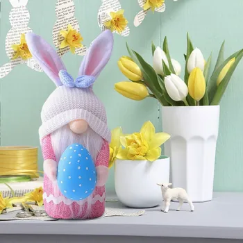 Easter Bunny Lėlės su Ilgai Skrybėlę Namų Stalo Apdailos dėvėti, atsparus minkštos ir šviesos ilgą tarnavimo laiką, mielas, gražus